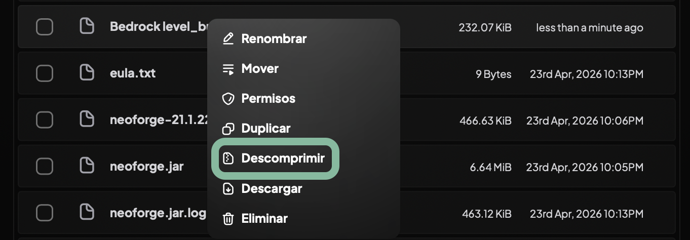 Descomprimir el archivo
